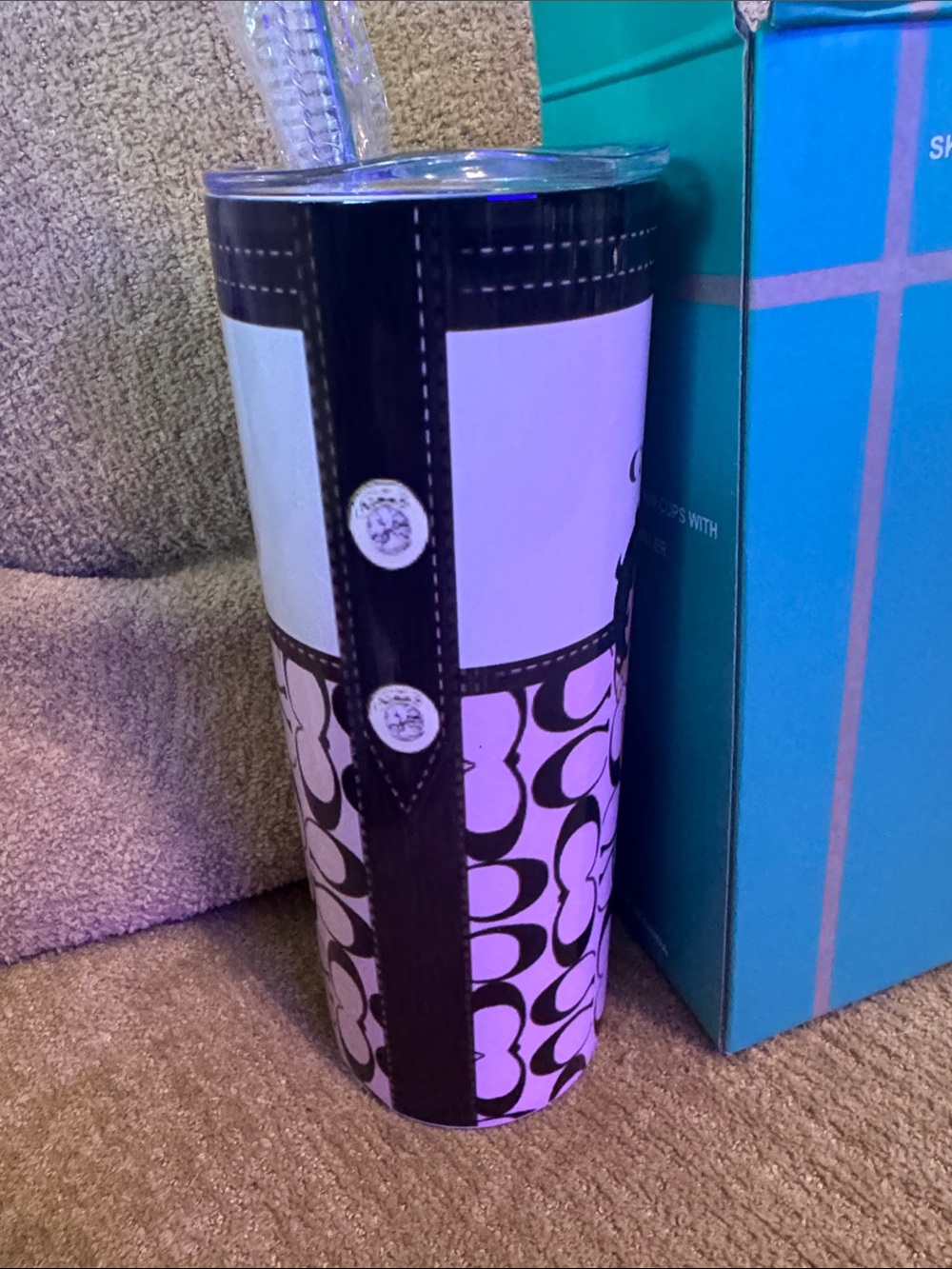 Pink and Black Hand Crafted Skinny Tumbler - Picture 3 of 6
